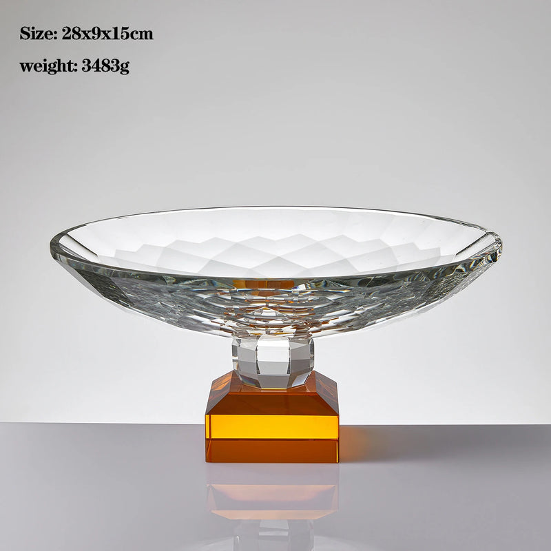 Plato de fruta de cristal transparente, bandeja con pedestal de lujo ligero para aperitivos y postres, bandeja de almacenamiento para entrada, plato decorativo para el hogar