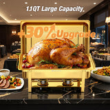 Chauffe-Plat Buffet Carré Doré 10L Lot 4 Pièces – art de la table réception raffinée
