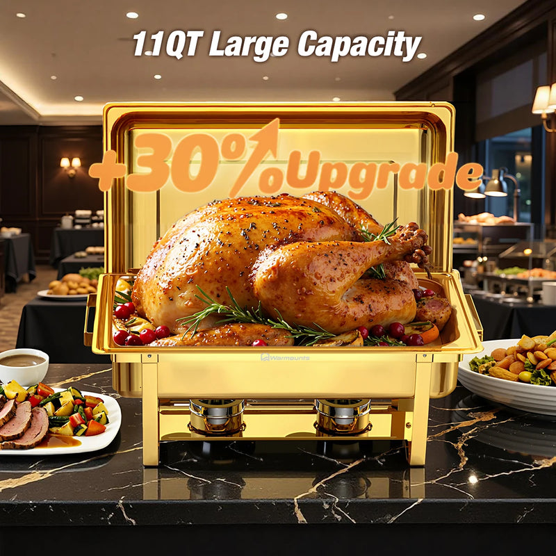 Chauffe-Plat Buffet Carré Doré 10L Lot 4 Pièces – art de la table réception raffinée