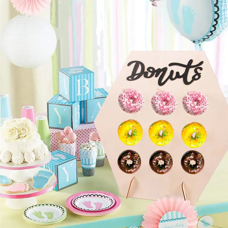 Présentoir Mural Donuts Mariage Rustique