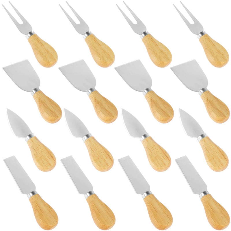 Juego de 16 cuchillos para queso, cortador y esparcidor de mantequilla de acero inoxidable, cortador de queso portátil, tenedor para queso para fiestas, bodas y Navidad