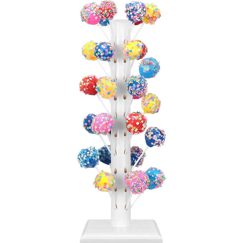 Soporte de madera para 60 piruletas, expositor de piruletas, soporte decorativo para mesa de dulces para baby showers, aniversarios y fiestas