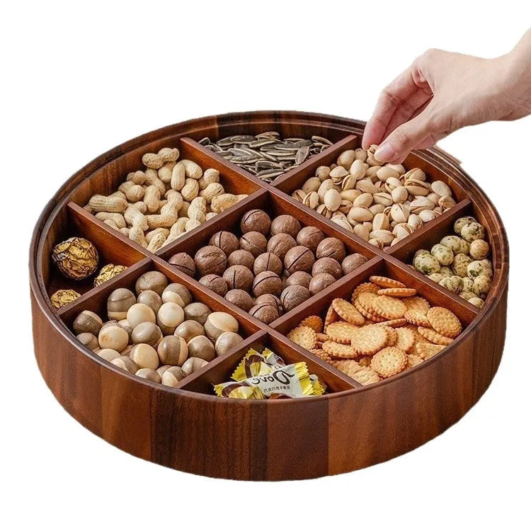 Caja de almacenamiento para frutas, plato para semillas de melón, caja de almacenamiento de frutos secos para el hogar, caja para frutos secos, organizador de armario con cuadrícula de nueve espacios de estilo chino