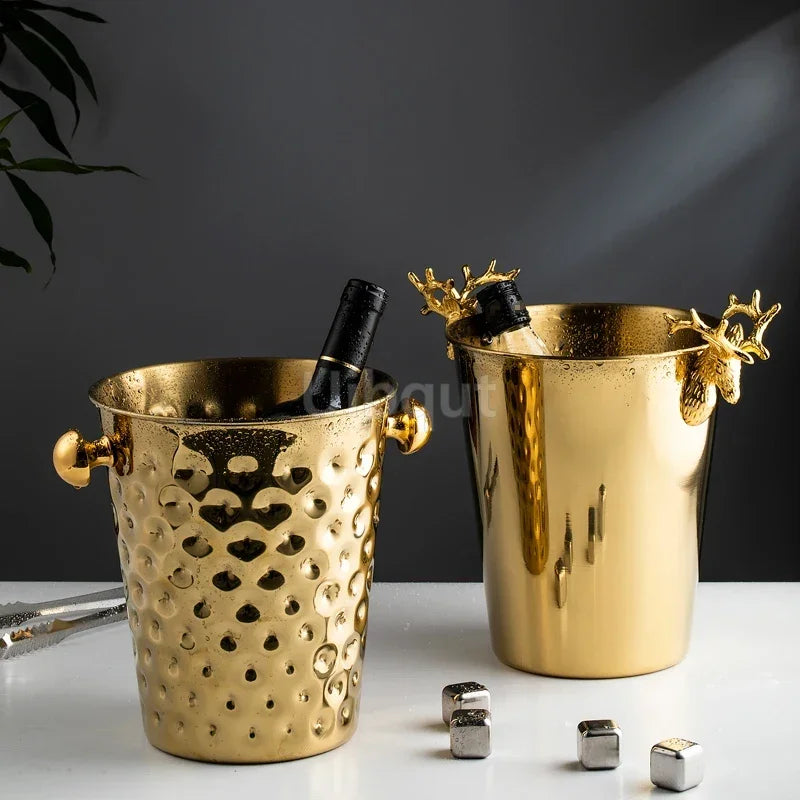 Seau à Glace Inox Martelé Champagne