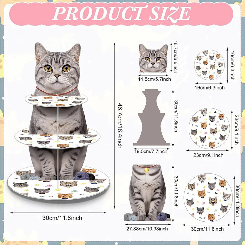 Présentoir Cupcakes Carton Chat Fête
