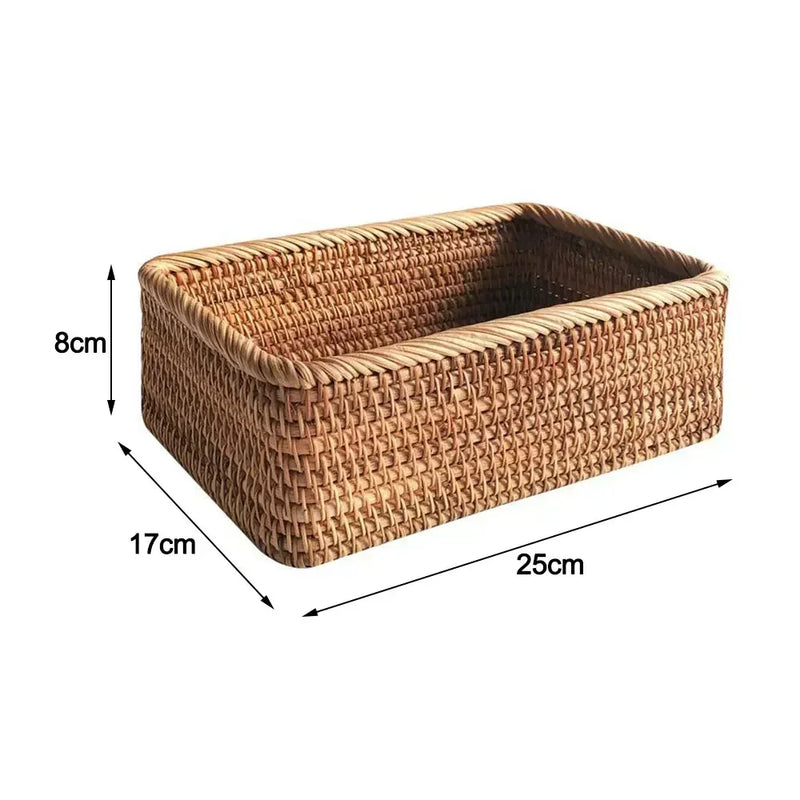 Nueva cesta de almacenamiento tejida a mano, bandeja de almacenamiento de ratán, cesta de mimbre, cesta para pan, frutas, desayuno, té, picnic, cesta de almacenamiento para cocina