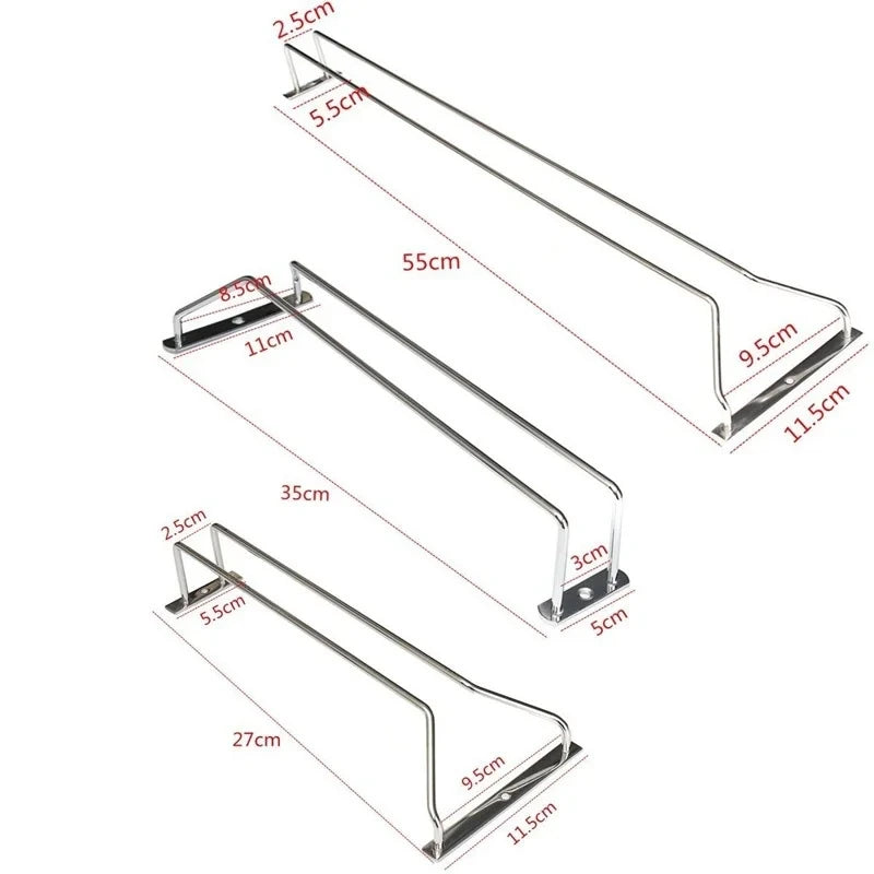 Botellero de 27/35/55 cm, soporte para copas, estante colgante para barra, soporte para copas de vino de acero inoxidable, soporte para rollos de papel