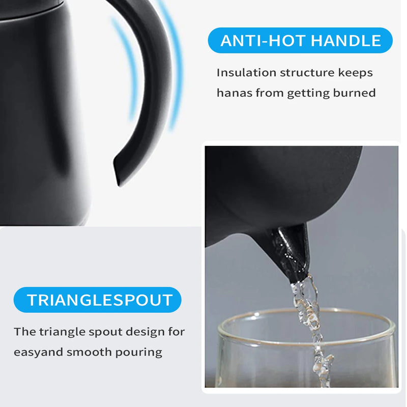 Jarra térmica para café y té - Acero inoxidable 304 de doble pared con aislamiento al vacío, asa de tacto frío, retención de calor y frío, 600 ml