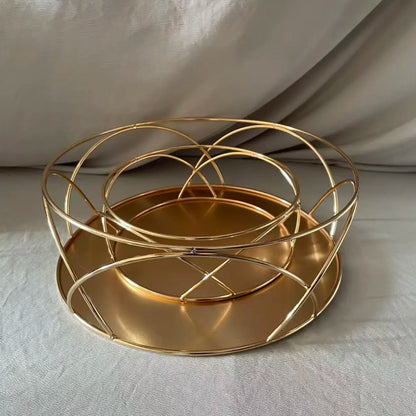 Présentoir Gâteau Métal Doré Mariage Élégant