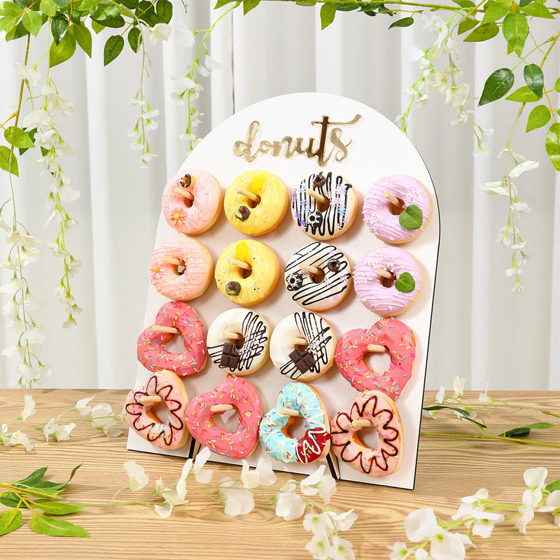 Présentoir Donuts Mural Bois Fête