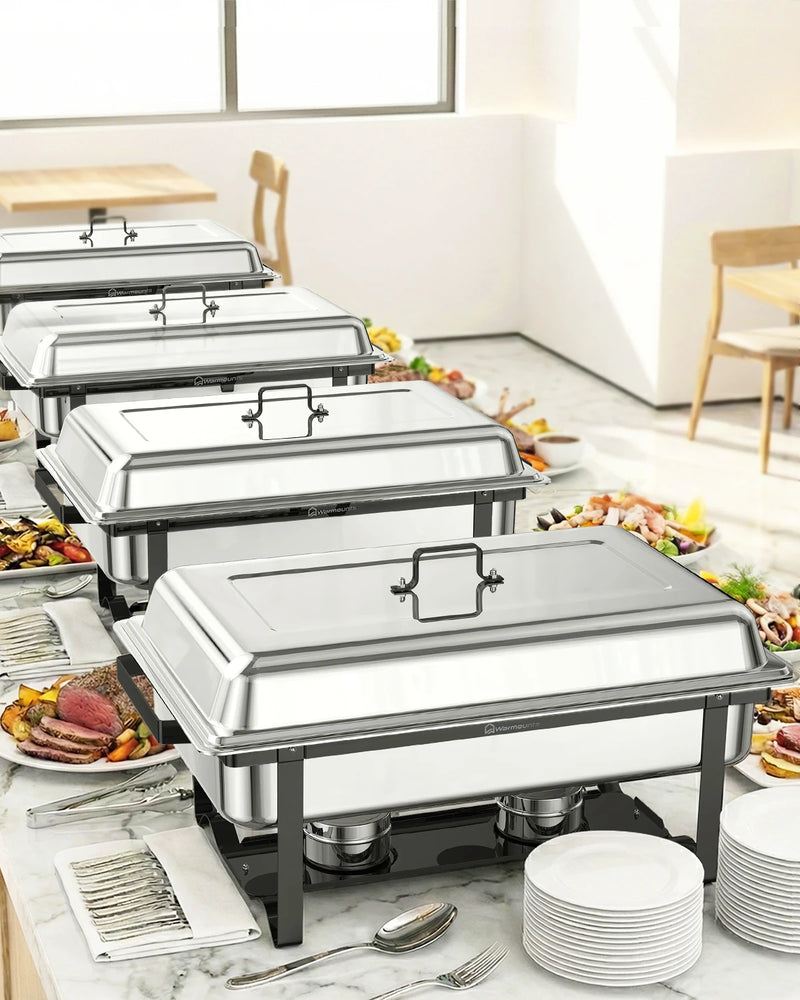 Chauffe-Plat Carré Inox 10L Buffet Mariage 4 Pièces – vue d'ensemble équipement complet