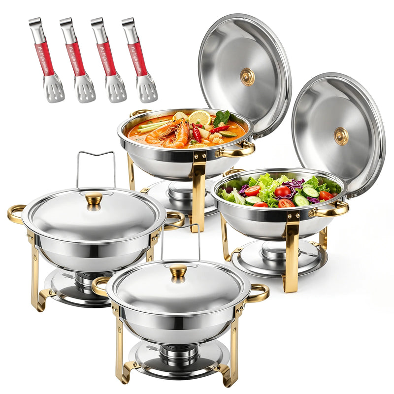 Chauffe-Plat Rond Inox 4,5 L Lot avec Pinces