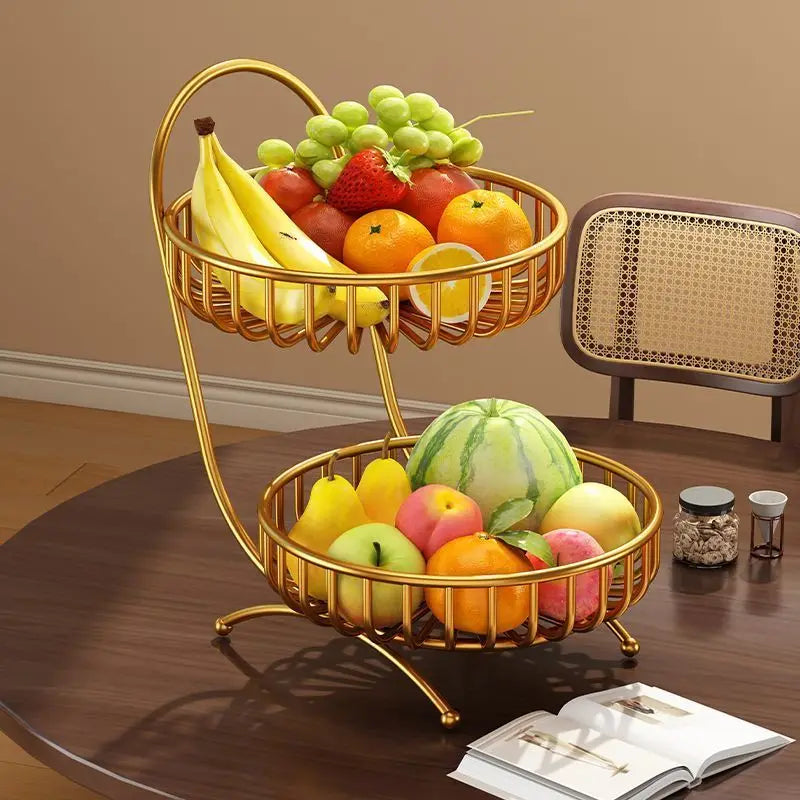Cesta de almacenamiento de aperitivos y bandeja de frutas, estilo hogar de lujo ligero, para mesa de centro de sala de estar, caja multicapa para frutas, frutos secos y aperitivos.
