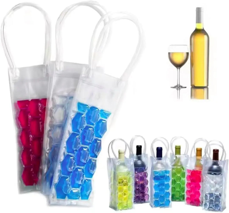 Bolsa enfriadora de gel transparente para vino, enfriador de botellas para vino tinto, blanco, champán o espumoso