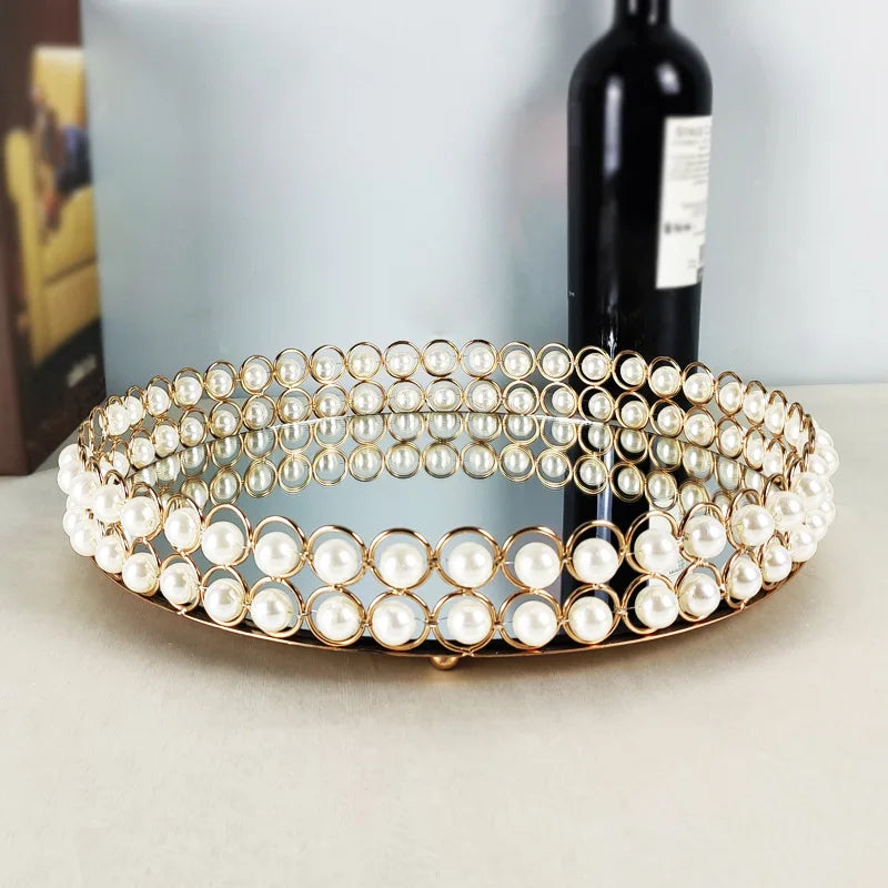 Plateau Verre Perles Mariage Gâteau