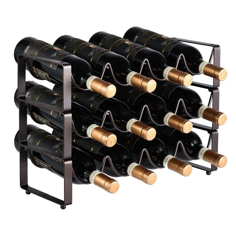 1UD Soporte creativo vintage de alambre para vino, estante de exhibición de vino, soporte de almacenamiento para botellas, accesorio para el hogar, capacidad para 2-5 botellas, estante para vino
