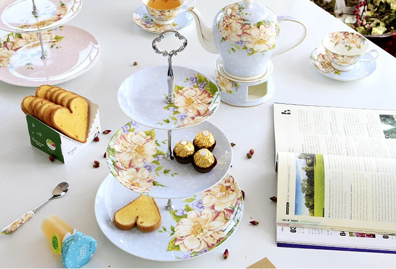 Présentoir Gâteau Porcelaine Floral