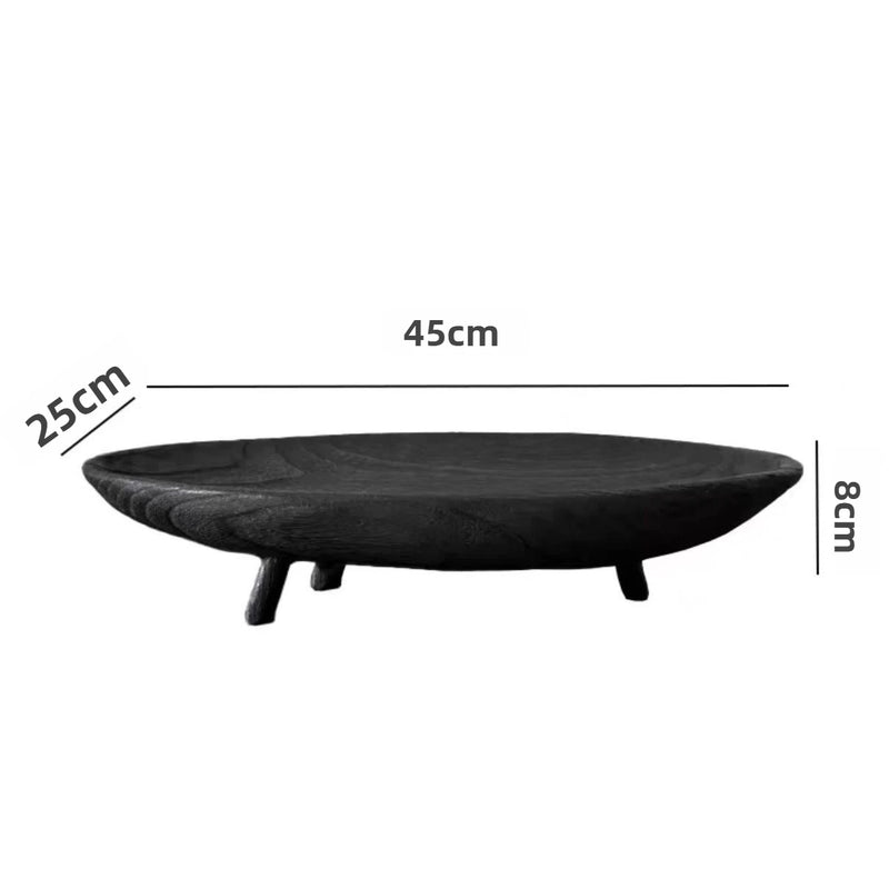 Bandeja de frutas de madera maciza retro, adorno de decoración de escritorio, bandeja de madera para sala de estar, bandejas para aperitivos, bandeja decorativa de cocina