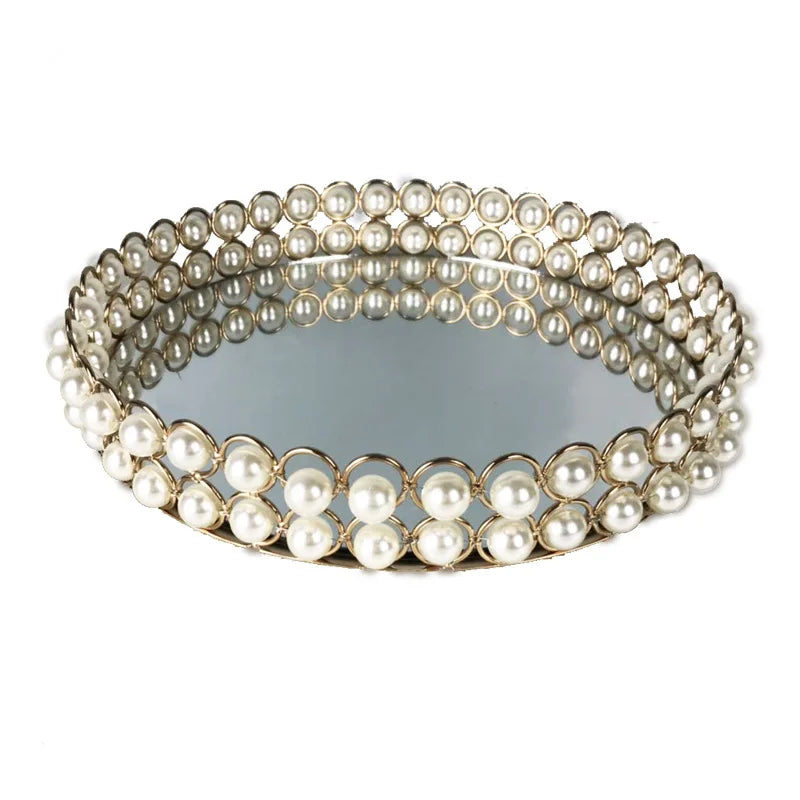 Plateau Verre Perles Mariage Gâteau