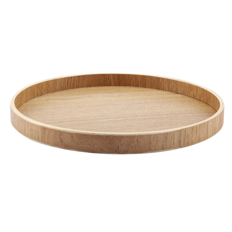 Bandeja de servicio de madera para té, frutas, dulces, comida, decoración del hogar, vajilla redonda, ensalada, plato de postre, accesorios de cocina