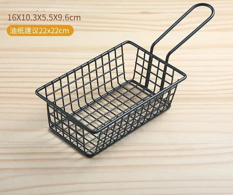 Cesta para patatas fritas, cubo para aperitivos, cesta para pollo frito, cesta de almacenamiento para patatas, cesta para freír alimentos, colador de aceite, recipiente de vajilla creativo