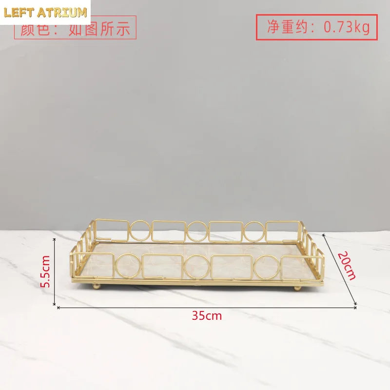Plateau Marbre Métal Buffet