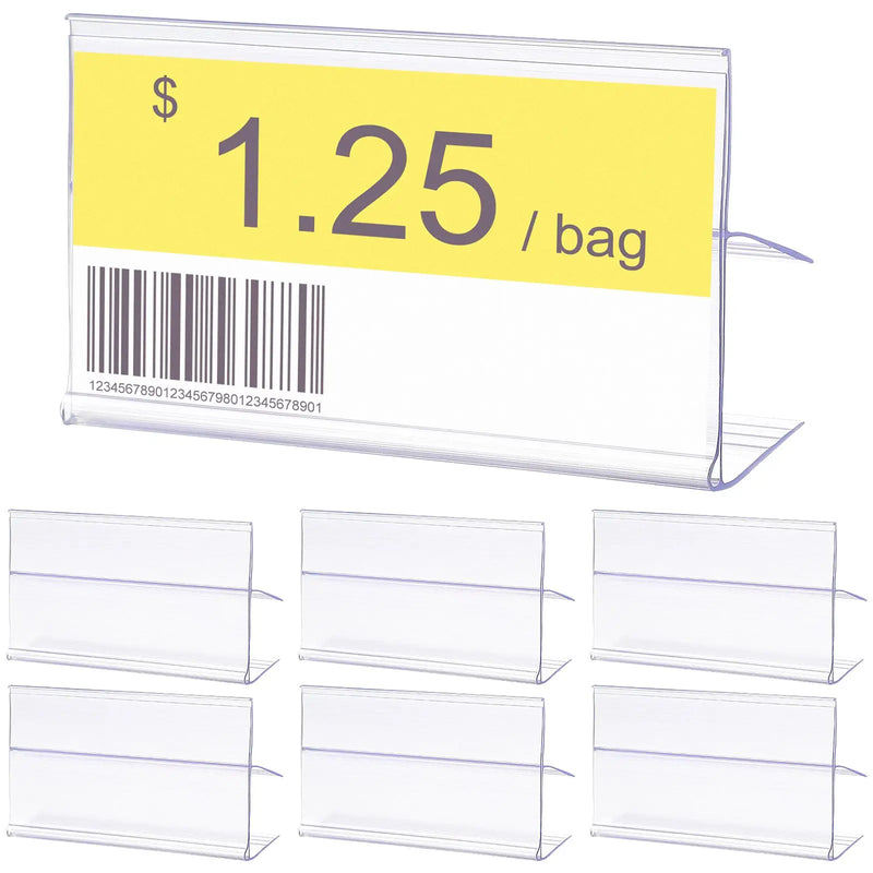 30 soportes transparentes para etiquetas de precio, portaetiquetas para estanterías de supermercado, soportes para exhibición de precios de mercancías, tarjetas de precio en forma de L