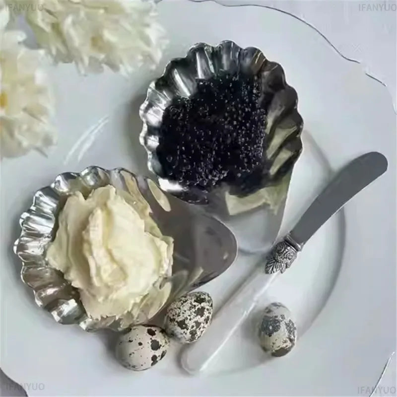 Plato de acero inoxidable con forma de concha para postres, queso, té, aperitivos, frutas, vajilla, almacenamiento de joyas o decoración de mesa