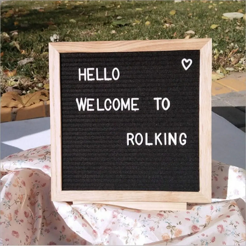 Tablero de mensajes de letras de madera multifuncional con símbolos intercambiables, tablero de fieltro de 10x10 pulgadas, decoración para el hogar, pizarra para tienda
