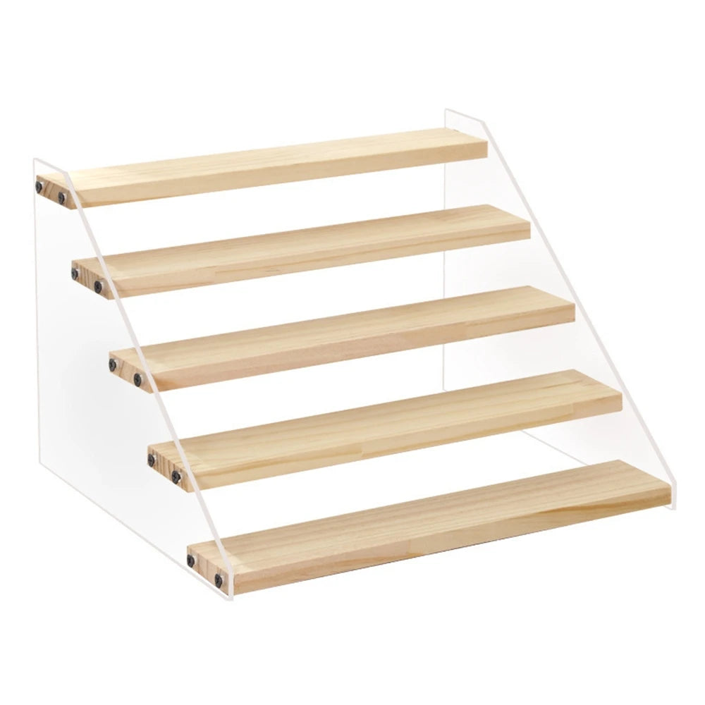 Présentoir Étagé Bois Acrylique Buffet Multi-Niveaux