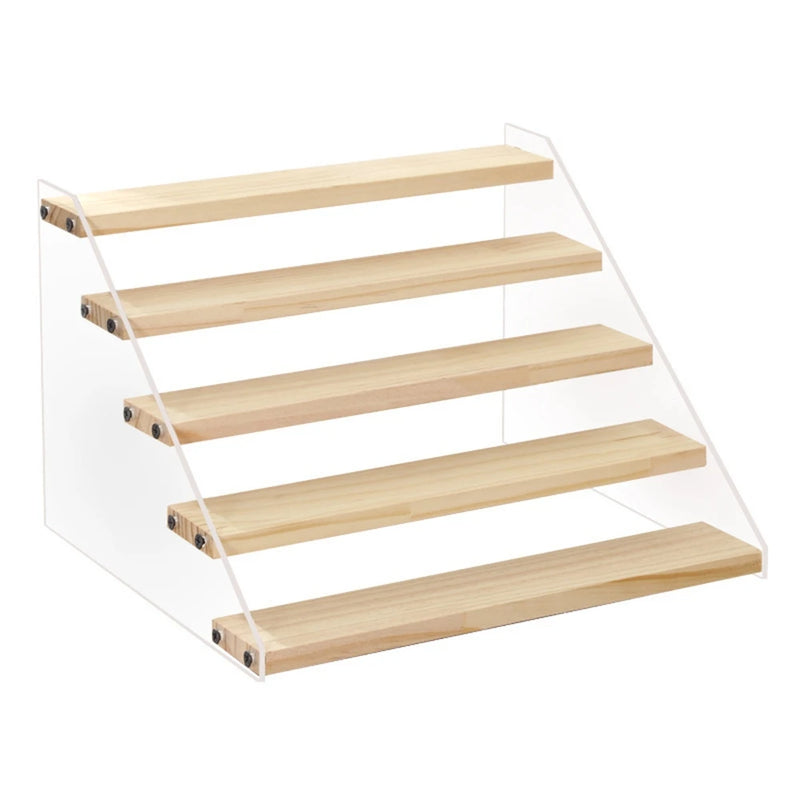 Présentoir Étagé Bois Acrylique Buffet Multi-Niveaux – vue détaillée matière et finition
