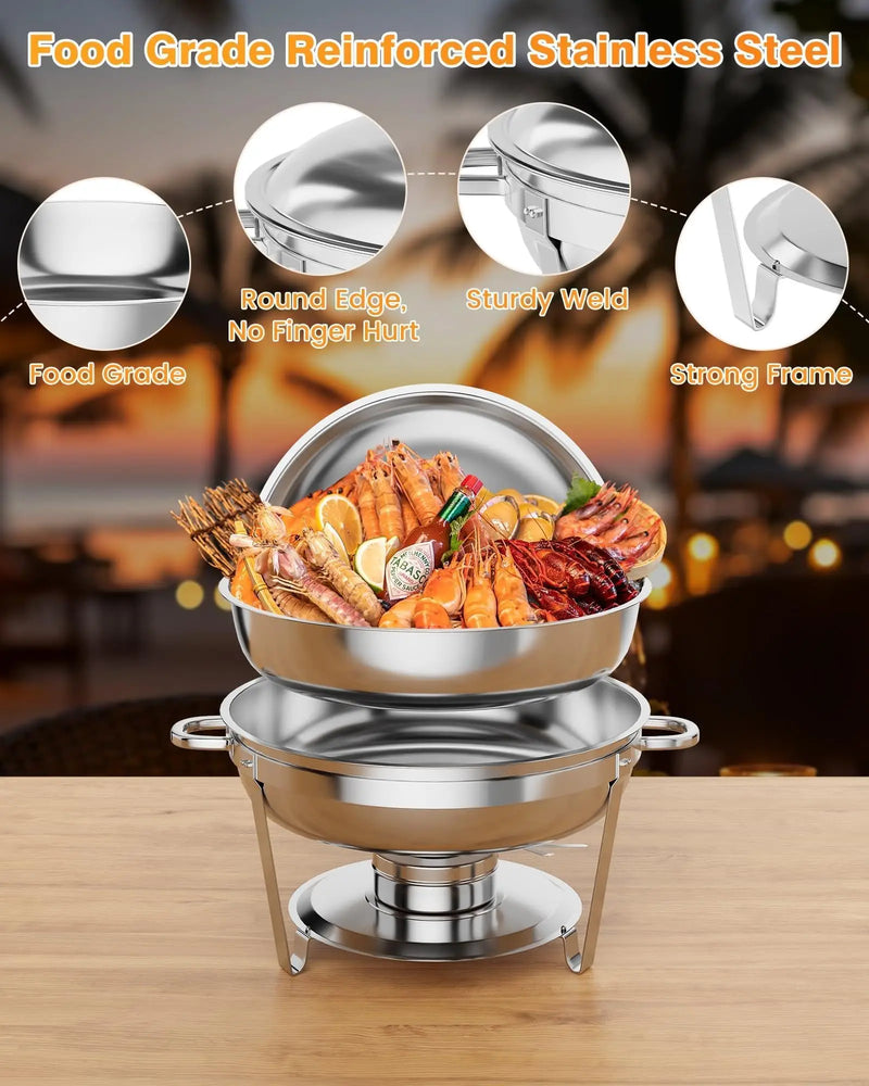 Chauffe-Plat Rond Inox Complet en Lot Traiteur