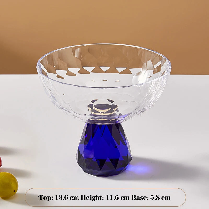 Plato de fruta de cristal transparente, bandeja con pedestal de lujo ligero para aperitivos y postres, bandeja de almacenamiento para entrada, plato decorativo para el hogar