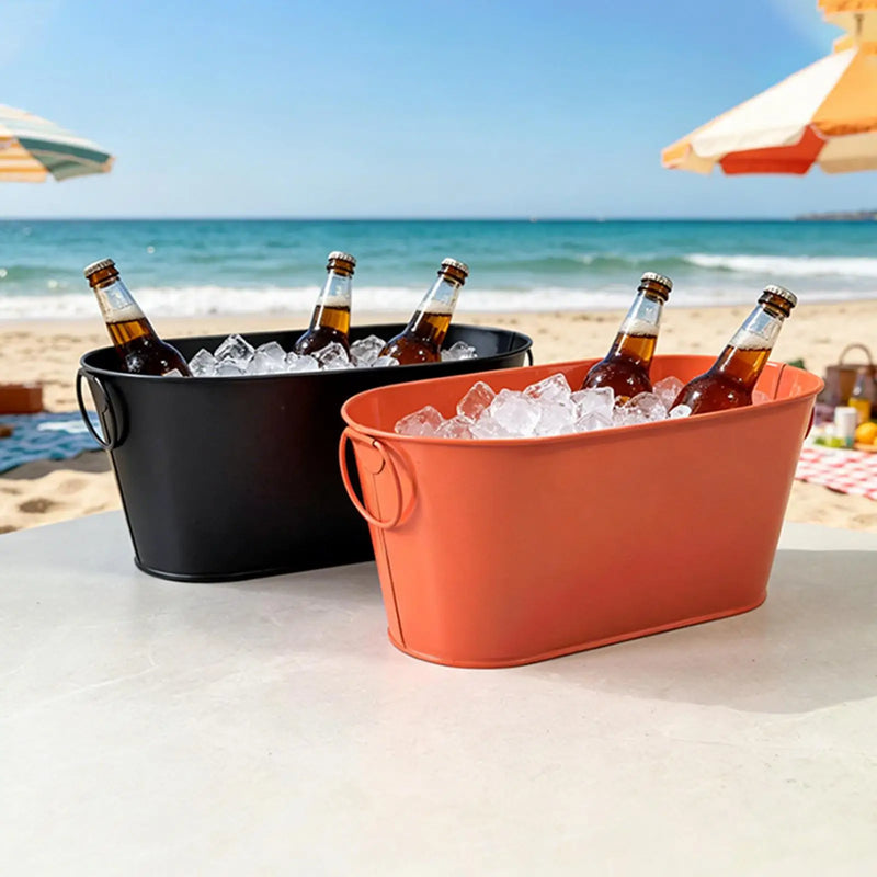 Cubo de hielo con asas dobles para bar, cócteles, bebidas, vino, champán y cerveza para piscina