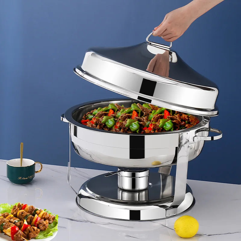 Chauffe-Plat Rond Inox 9 L Lot de 2