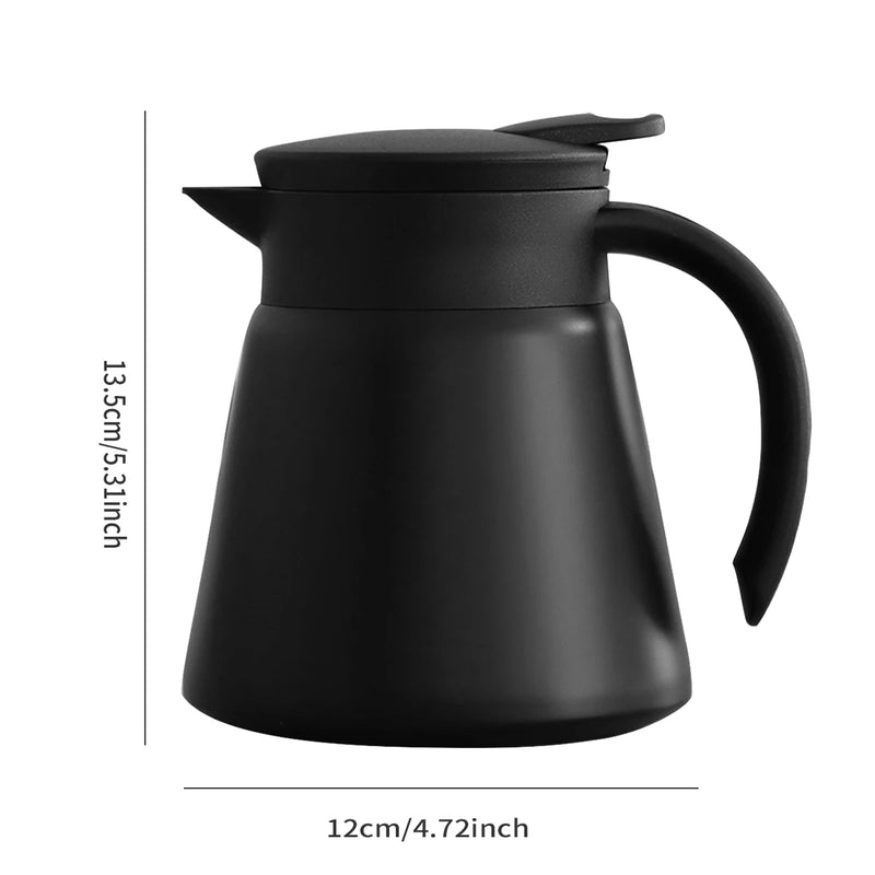 Jarra térmica para café y té - Acero inoxidable 304 de doble pared con aislamiento al vacío, asa de tacto frío, retención de calor y frío, 600 ml