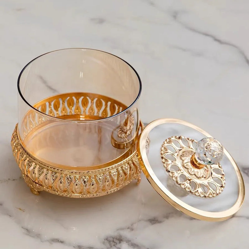 Bocal à Bonbons Verre Doré Luxe