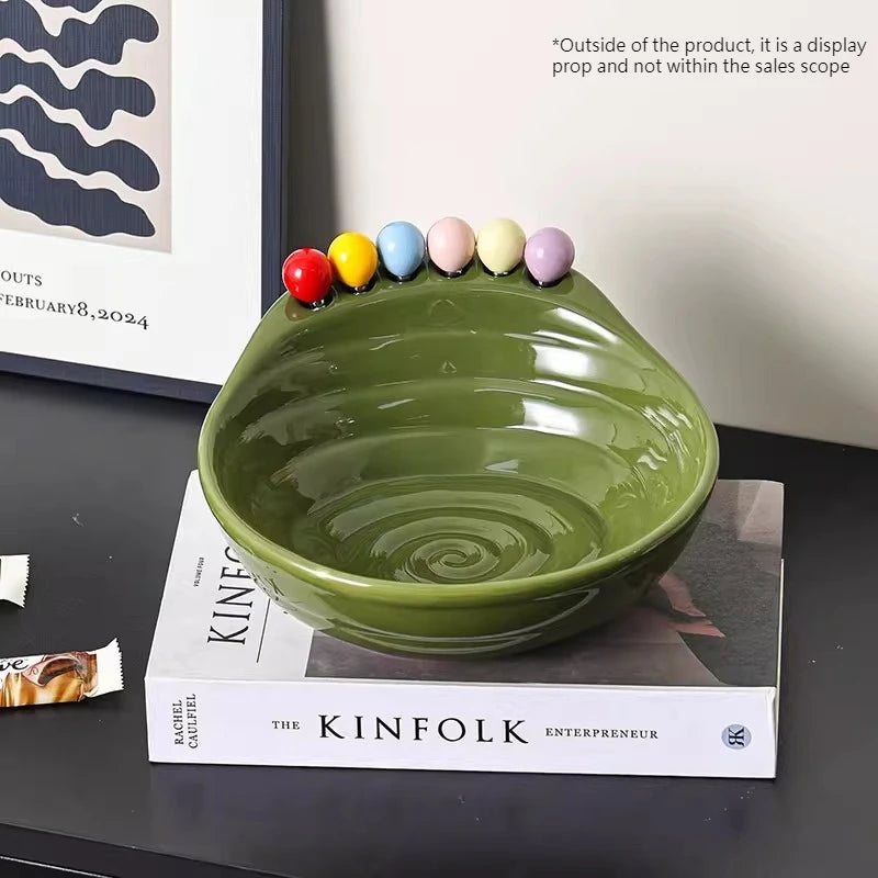 1 ud. Frutero de cerámica para mesa de salón, adorno decorativo, bandeja para aperitivos de alta gama, cesta de almacenamiento para el hogar, artículos para el hogar