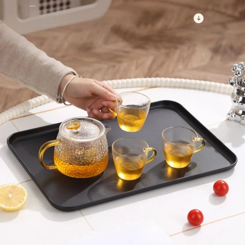 Bandeja de servicio rectangular negra de alta resistencia - Superficie antideslizante, grado comercial para restaurantes, hoteles, cafeterías y comida rápida