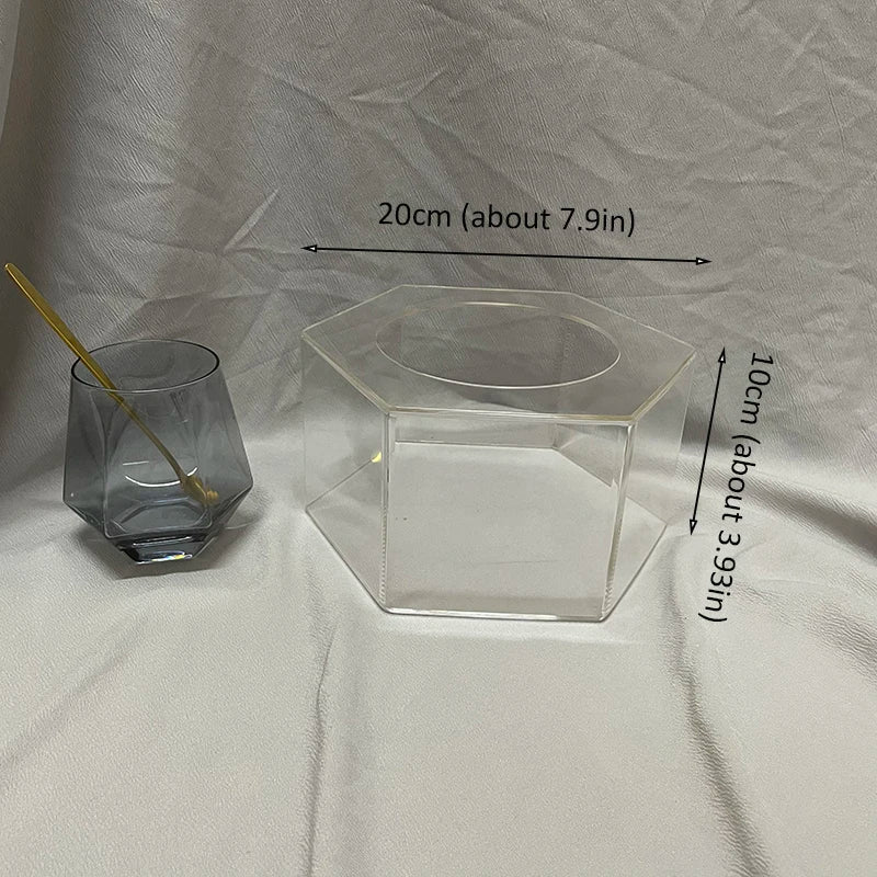 Présentoir Gâteau Hexagonal Acrylique Mariage Anniversaire – vue détaillée matière et finition