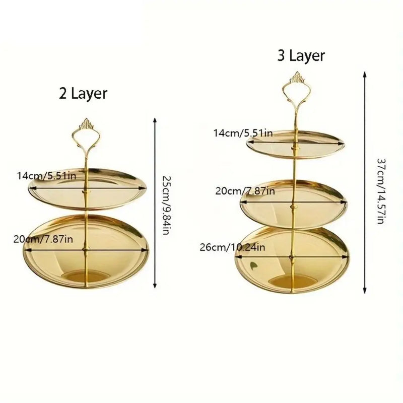 Soporte de acero inoxidable para pasteles de restaurante, expositor de postres desmontable, plato de frutas dorado y plateado, bandeja para aperitivos y dulces