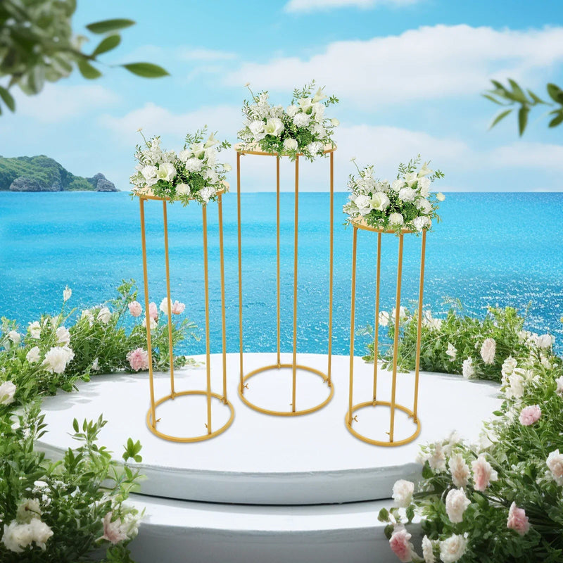 Colonnes Présentoir Fleurs Doré Réception