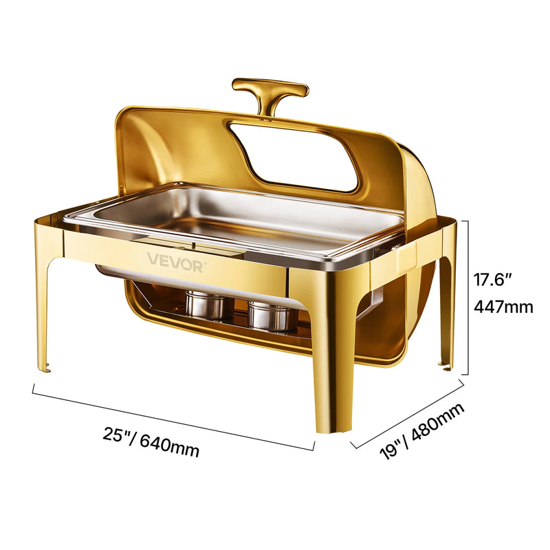 Chauffe-Plat Roll Top 9 QT Rectangulaire à Hublot
