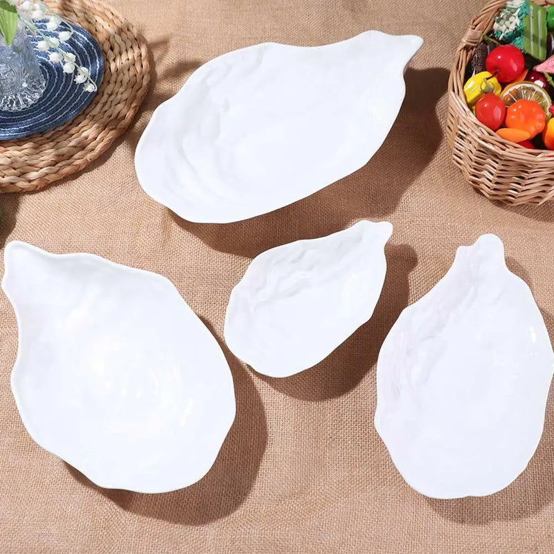 Plato de cerámica para sashimi, vajilla con forma de concha de ostra, plato de almacenamiento creativo, plato de ensalada multifuncional reutilizable para frutas