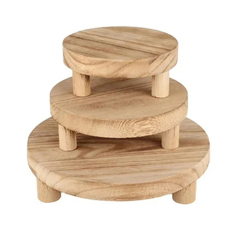 Elevador de madera para exhibición, estante redondo de madera, soporte de pedestal para decoración del hogar, organizador de almacenamiento.