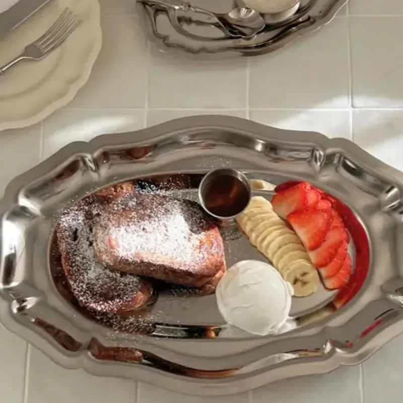 Plateau Inox Rétro Français Ovale