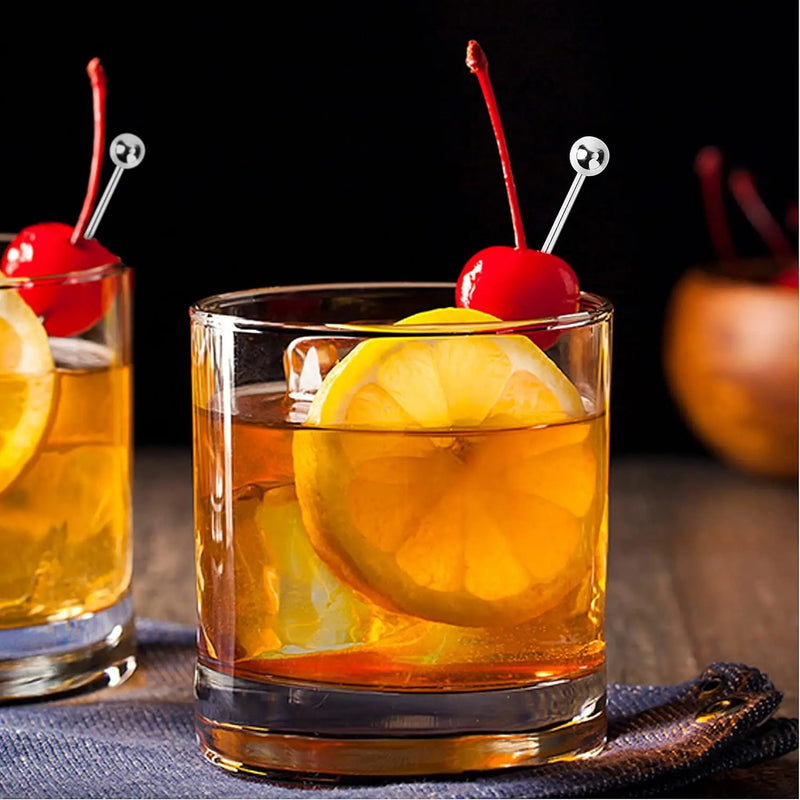 12 piezas de púas de cóctel de acero inoxidable, herramientas de bar, palitos para remover bebidas, decoración de bebidas, palitos de fruta reutilizables, púas de cóctel