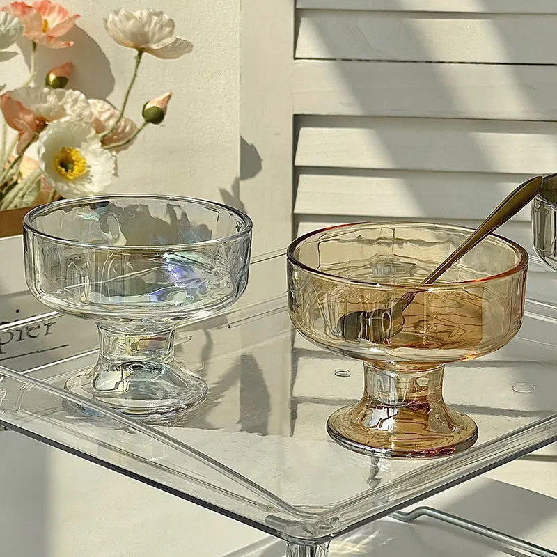 1 unidad Bol de postre estilo Ins, copa de cristal de alta estética con pie alto, cuenco para helado, pudin, fruta o yogur para el hogar