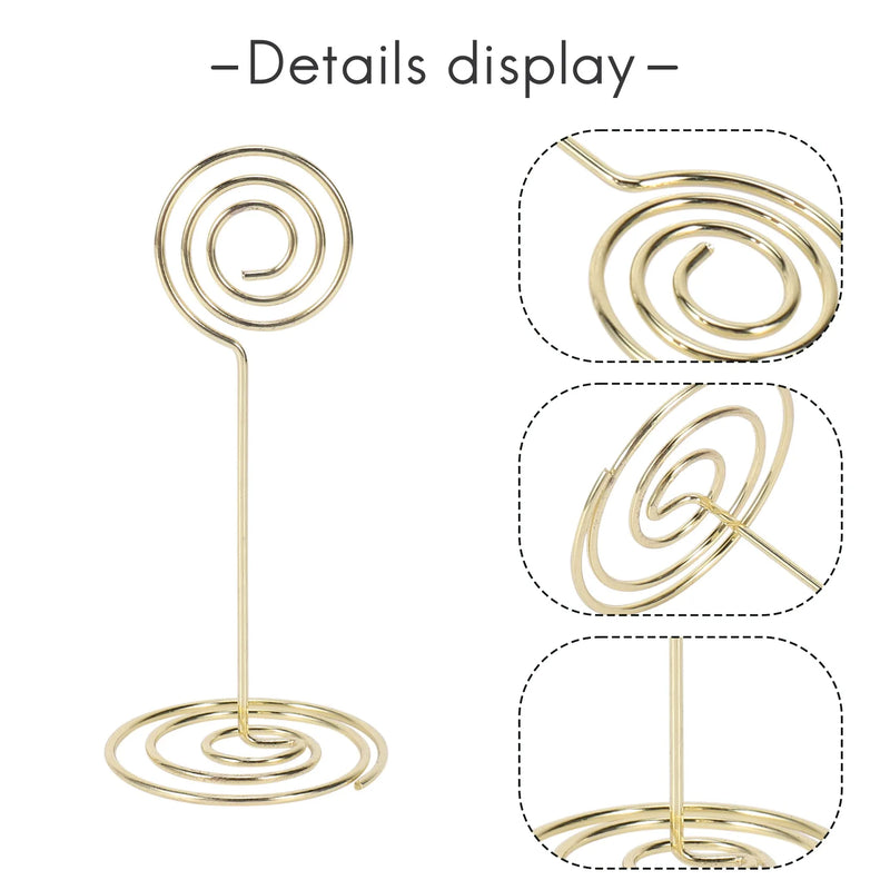 Paquete de 12 soportes para números de mesa, tarjeteros para fotos, clips para menús de papel, forma circular (dorado)