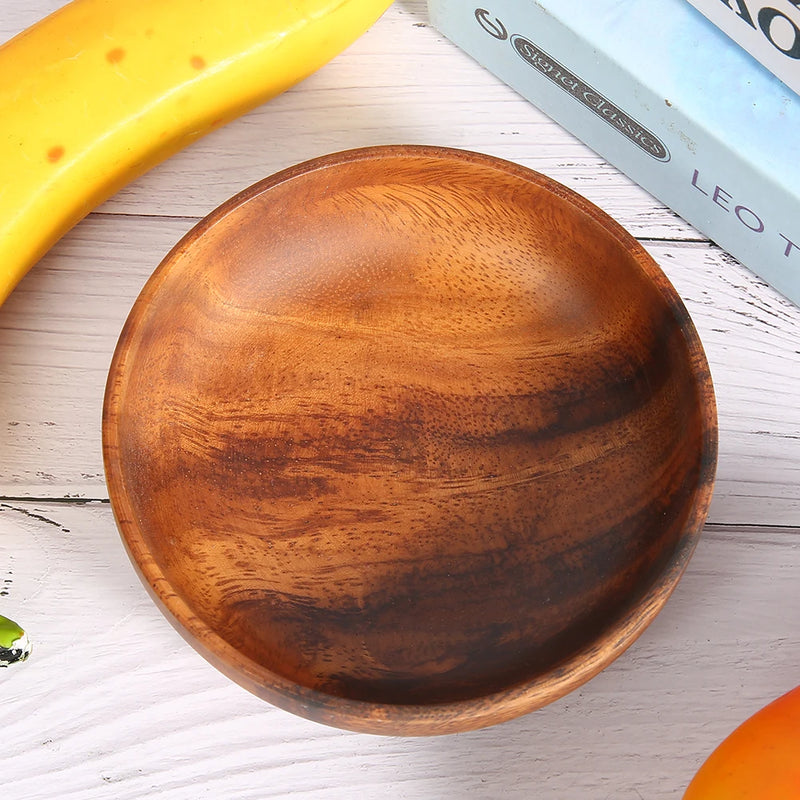 Cuencos de madera para servir, plato de aperitivos de madera, frutero, ensaladera, cuenco para sopa, cuenco de madera para sopa, accesorios de cocina para el hogar y cafeterías
